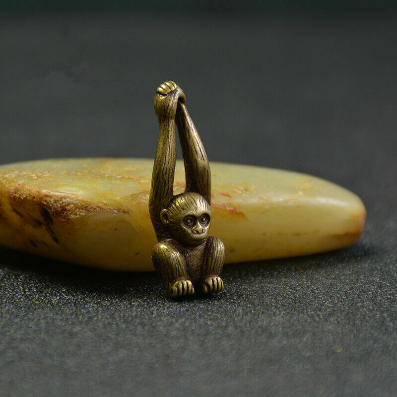 1PCS China Antique Collection Brass Gibbon Monkey Exquisite Pendant