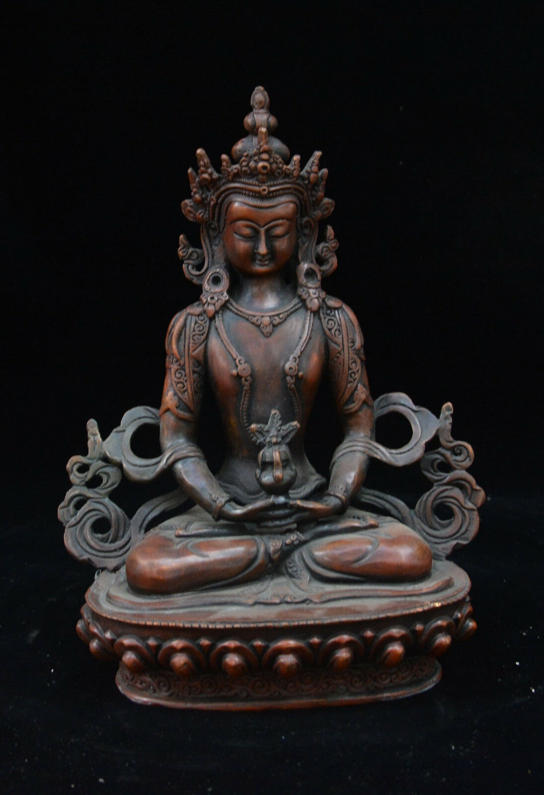 Tibet Buddhism Temple Bronze Amitayus longevity God Goddess Boddhisattva Statue